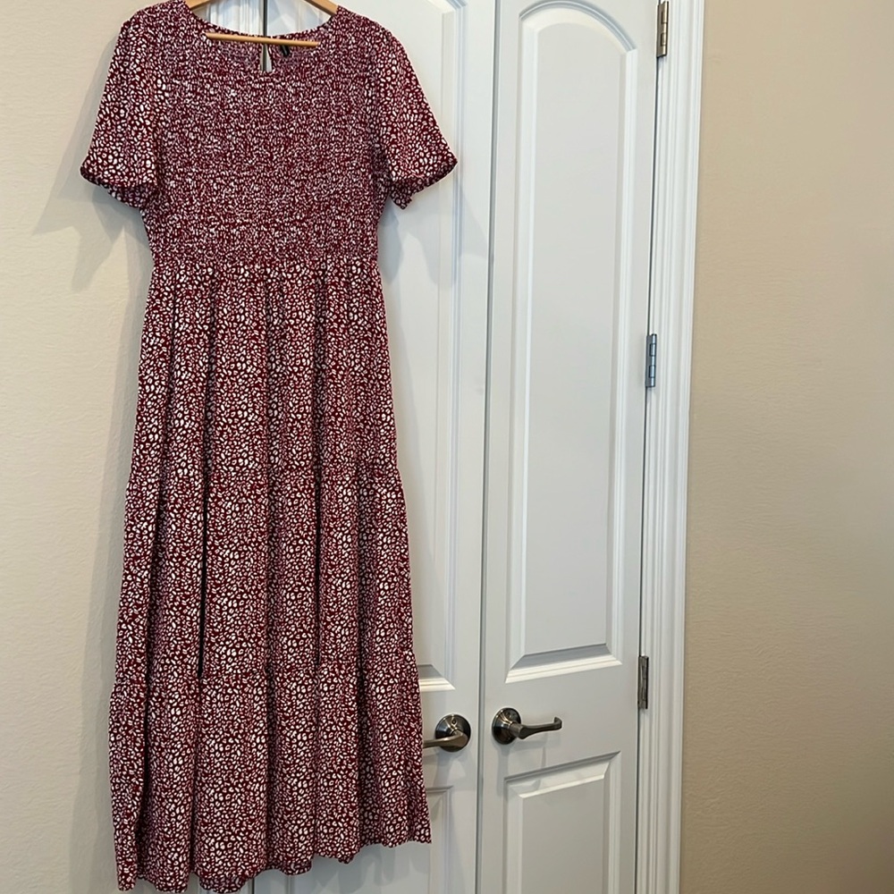 Elegant Maroon Patterned Dress